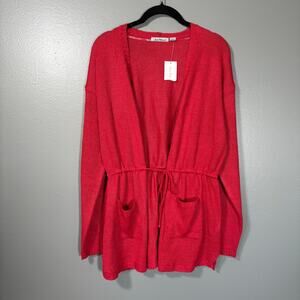 Jason Maxwell NWT Women's Red Tunic Length Cardigan Sweater - Size XL - Holiday